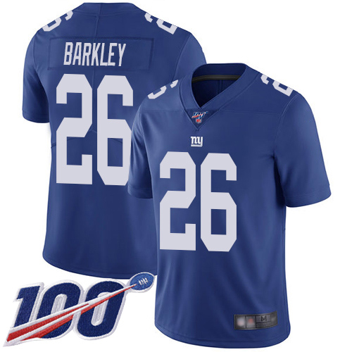 Men New York Giants #26 Saquon Barkley Royal Blue Team Color Vapor Untouchable Limited Player 100th Season Football NFL Jersey->new york giants->NFL Jersey